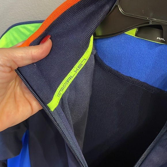RALPH LAUREN X boys Med golf US OPEN zip up jersey jacket neon accents navy - Picture 11 of 16